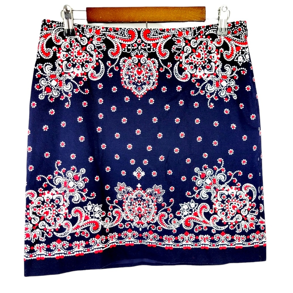 Talbots Red white & Blue printed mini skirt Womens Size 2P